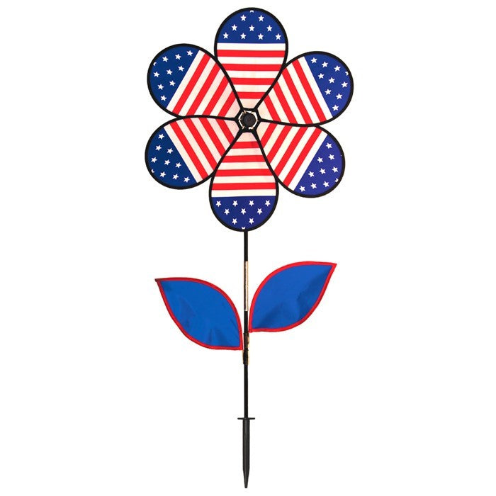 19 inch Patriotic Flower Ground Wheel Spinner With Leaves