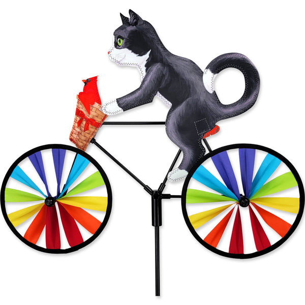 20 in. Bike Spinner - Tuxedo Cat with playful design, perfect for outdoor decor and adding movement to your space.