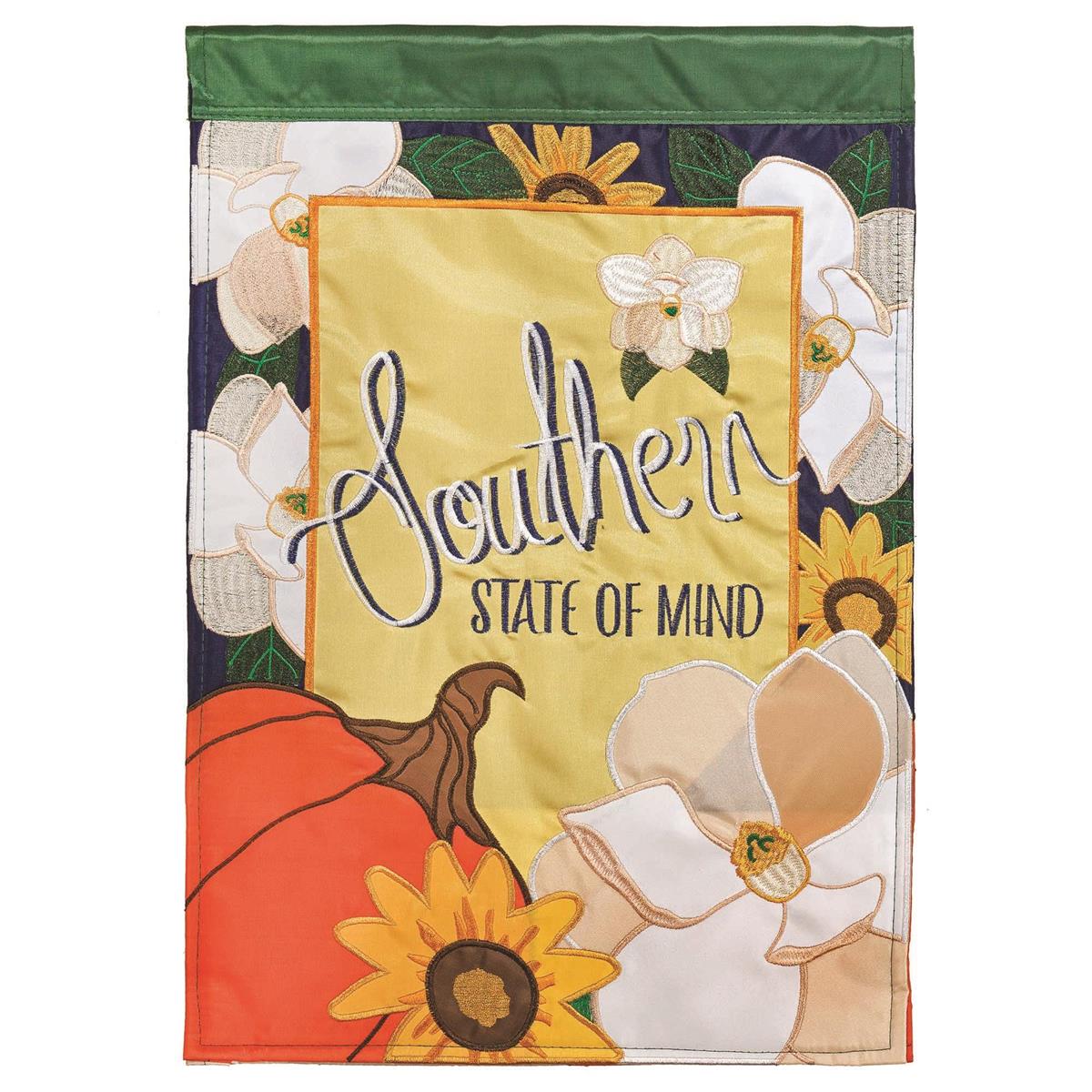 Southern State Fall flag with vibrant autumn design, intricate embroidery, and durable construction for seasonal outdoor decor.