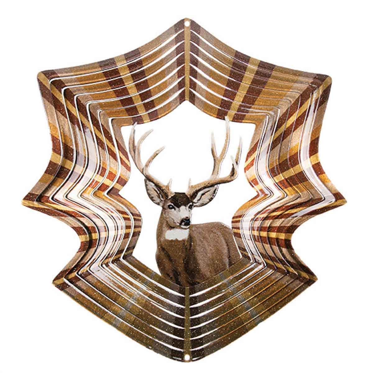 12-inch mule deer metal spinner creates a mesmerizing animated effect, adding vibrant color and dynamic motion to your garden, patio, or outdoor decor with a wildlife design.