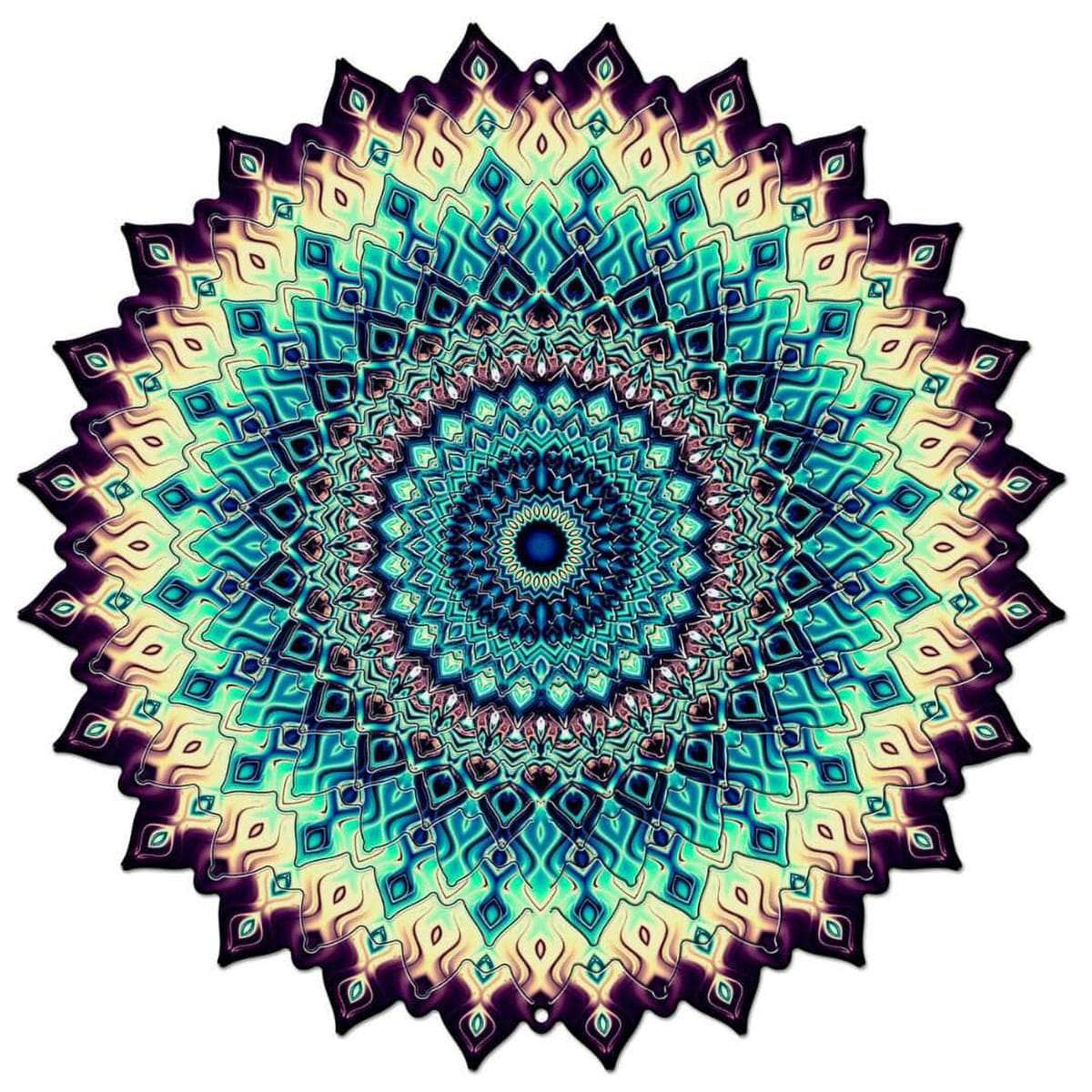 12-inch Earth mandala metal spinner creates a mesmerizing animated effect, adding vibrant color and dynamic motion to your garden, patio, or outdoor decor.