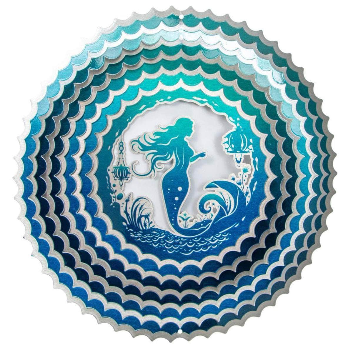 12-inch mermaid metal spinner creates a mesmerizing animated effect, adding vibrant color and dynamic motion to your garden, patio, or outdoor decor with an enchanting design.