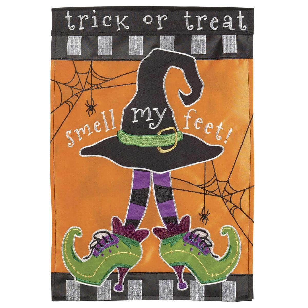 Witch Hat flag with vibrant design, intricate embroidery, and durable construction for Halloween outdoor decor.