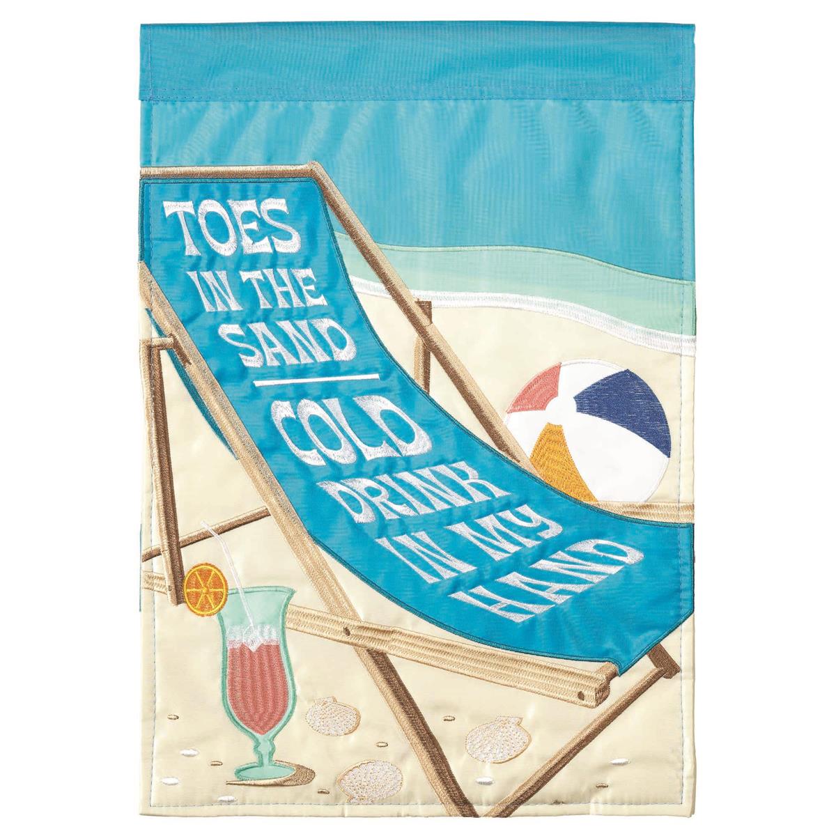 Beach Chair 29x42 Flag featuring double applique design, durable polyester, and vibrant embroidery for fun summer outdoor décor.