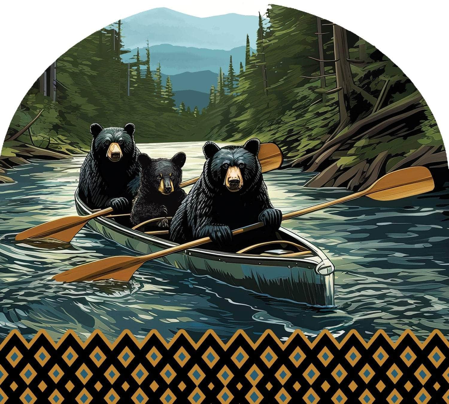 Bear Canoe Arbor Mate 9.25" x 7.5" PVC panel, durable and weatherproof, perfectly fits the Arbor Mate Holder for playful outdoor décor.