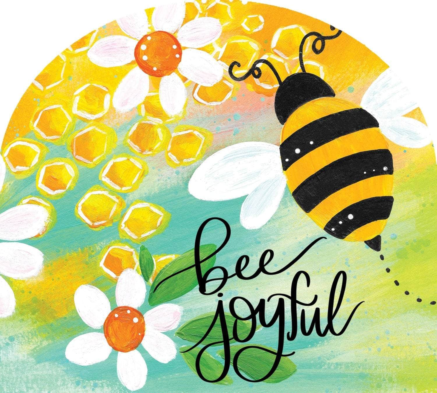 Bee Joyful Arbor Mate 9.25" x 7.5" PVC panel, durable and weatherproof, perfectly fits the Arbor Mate Holder for cheerful outdoor décor.