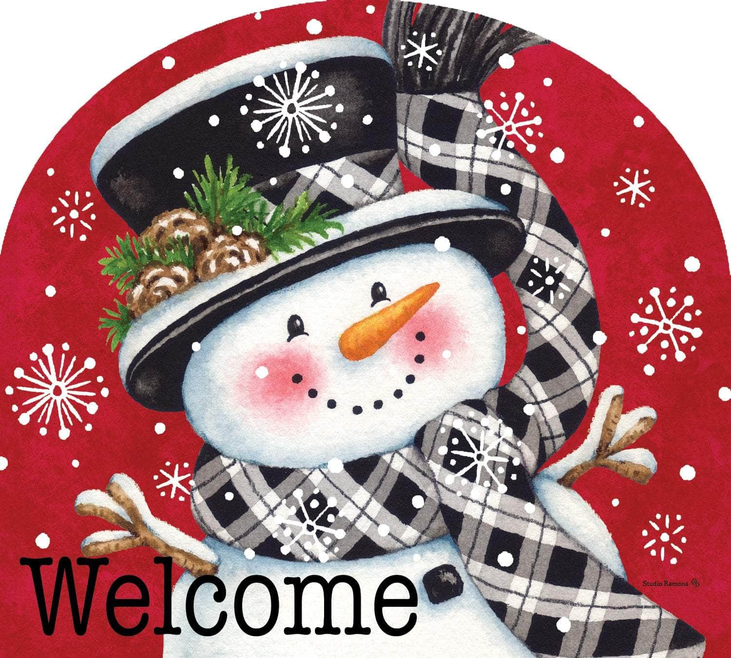Black & Red Snowman Arbor Mate 9.25" x 7.5" PVC panel, durable and weatherproof, perfectly fits the Arbor Mate Holder for festive outdoor décor.