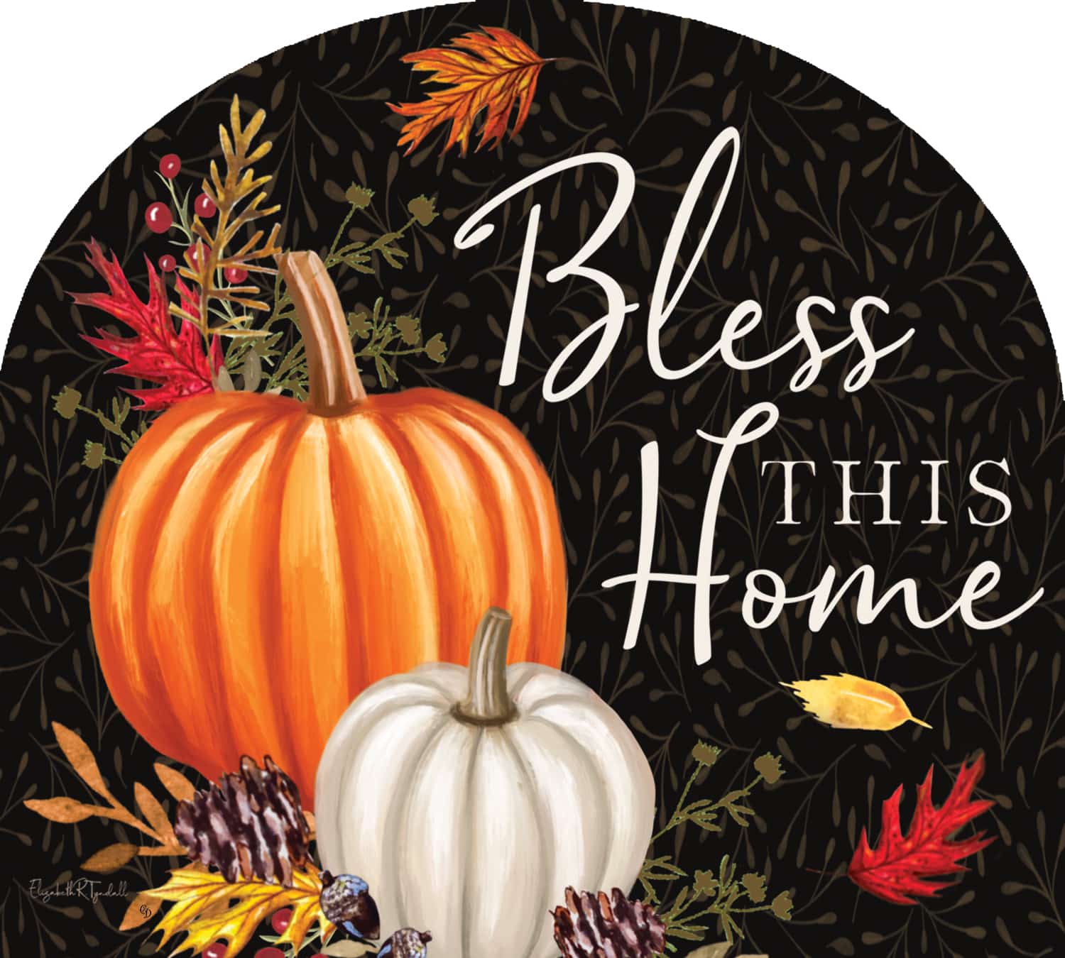 Bless This Home Arbor Mate 9.25" x 7.5" PVC panel featuring pumpkins, durable and weatherproof, perfectly fits the Arbor Mate Holder for festive Halloween décor.