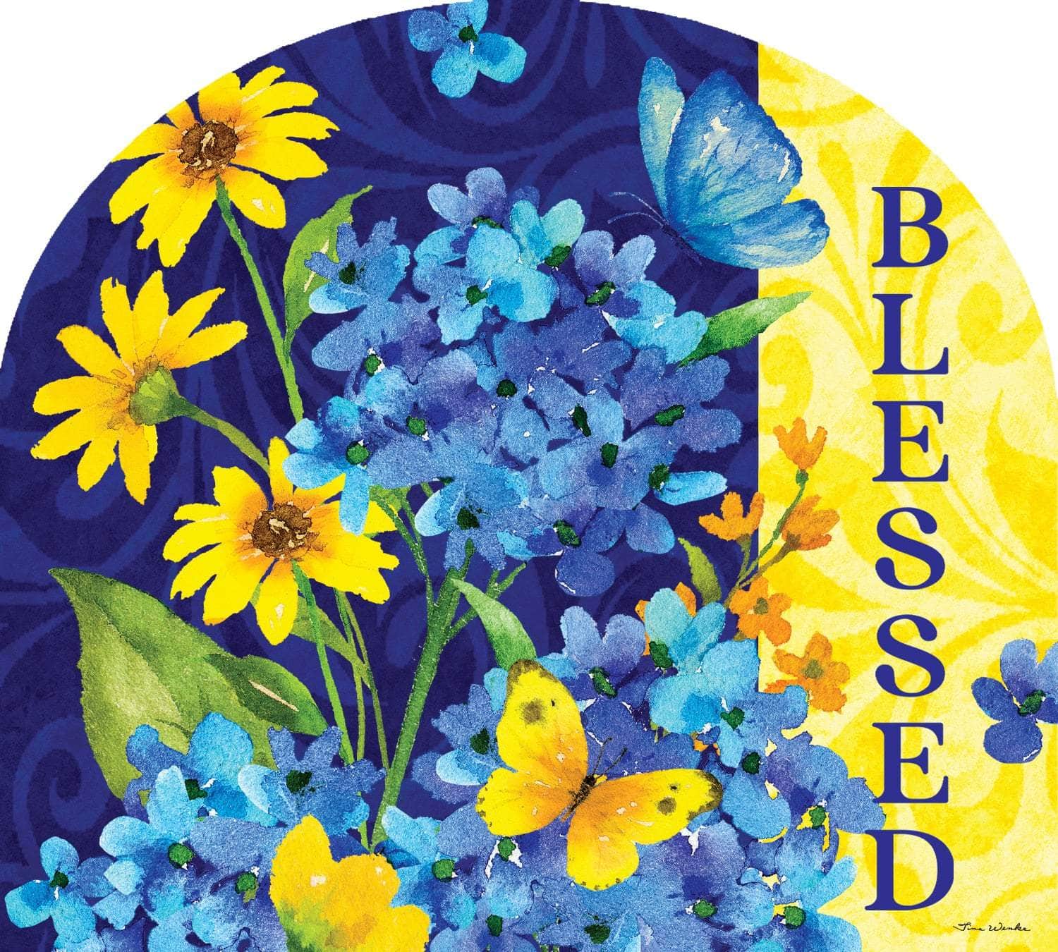 Blessed Hydrangeas Arbor Mate 9.25" x 7.5" PVC panel, durable and weatherproof, perfectly fits the Arbor Mate Holder for elegant outdoor décor.
