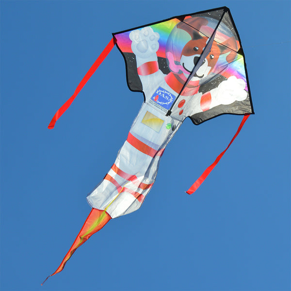 Large Easy Flyer Kite - Dog Side of the Moon with playful design, perfect for stable flying in winds from 5 to 18 mph.