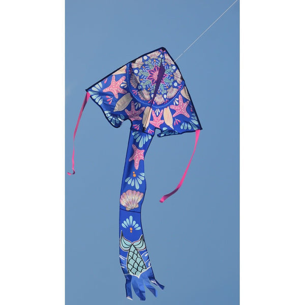 Large Easy Flyer Kite - Mermaid Mandala with intricate design, perfect for stable flying in winds from 5 to 18 mph.