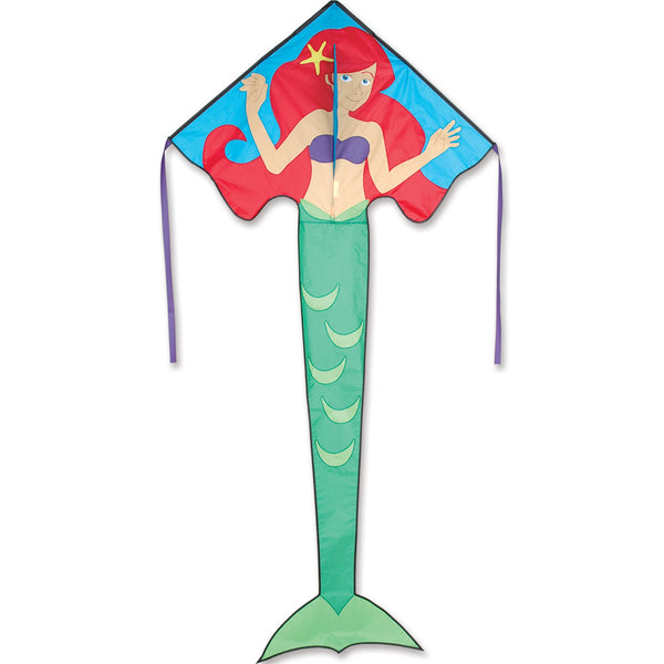 Large Easy Flyer Kite - Arianna Mermaid with magical design, perfect for stable flying in winds from 5 to 18 mph.