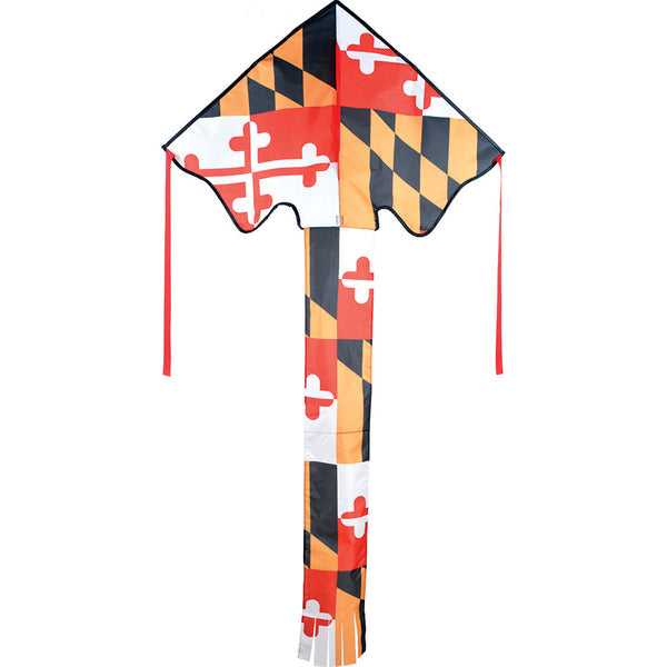 Large Easy Flyer Kite - Maryland Flag with bold design, perfect for stable flying in winds from 5 to 18 mph.