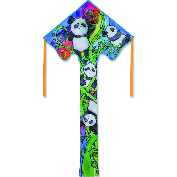 Large Easy Flyer Kite - Pandas with cute design, perfect for stable flying in winds from 5 to 18 mph.