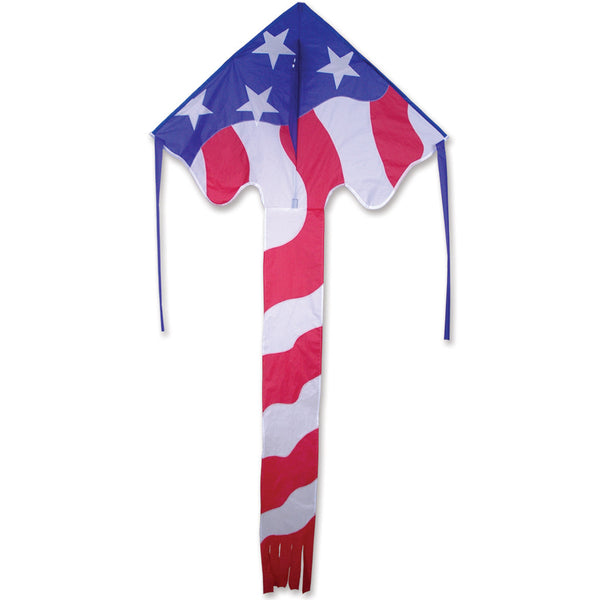 Large Easy Flyer Kite - Patriotic with bold design, perfect for stable flying in winds from 5 to 18 mph.