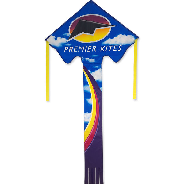 Large Easy Flyer Kite - Premier Kites Logo with bold design, perfect for stable flying in winds from 5 to 18 mph.