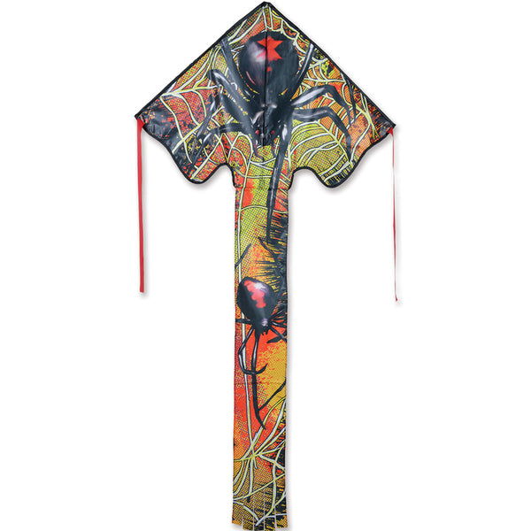 Large Easy Flyer Kite - Spider with spooky design, perfect for stable flying in winds from 5 to 18 mph.