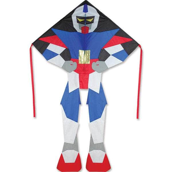 Large Easy Flyer Kite - Super Bot with futuristic design, perfect for stable flying in winds from 5 to 18 mph.