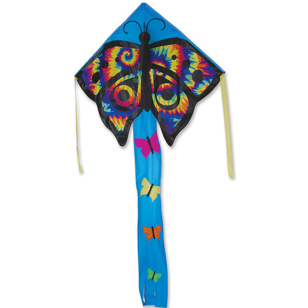 Large Easy Flyer Kite - Tie Dye Butterfly with vibrant design, perfect for stable flying in winds from 5 to 18 mph.