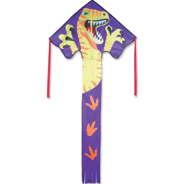 Large Easy Flyer Kite - Velociraptor with vibrant design, perfect for stable flying in winds from 5 to 18 mph.