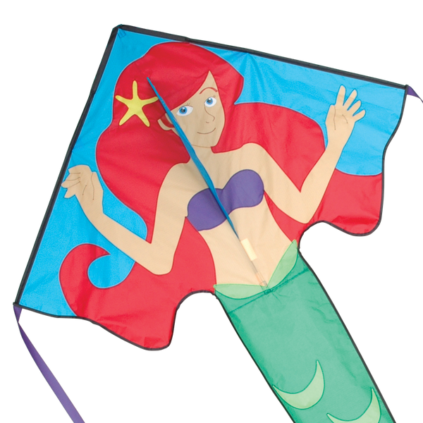 Large Easy Flyer Kite - Arianna Mermaid with magical design, perfect for stable flying in winds from 5 to 18 mph.
