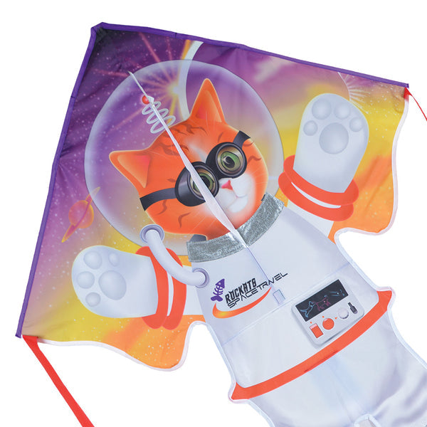 Large Easy Flyer Kite - Catstronaut with playful design, perfect for stable flying in winds from 5 to 18 mph.