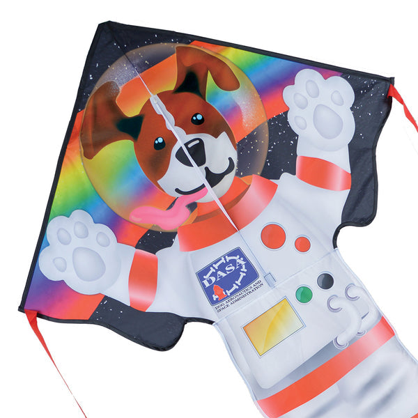 Large Easy Flyer Kite - Dog Side of the Moon with playful design, perfect for stable flying in winds from 5 to 18 mph.