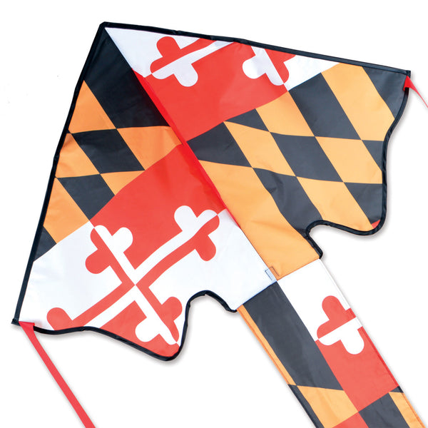 Large Easy Flyer Kite - Maryland Flag with bold design, perfect for stable flying in winds from 5 to 18 mph.