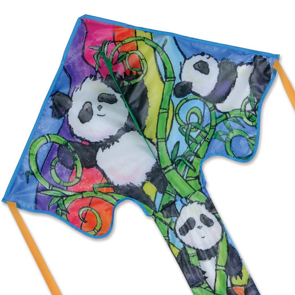 Large Easy Flyer Kite - Pandas with cute design, perfect for stable flying in winds from 5 to 18 mph.