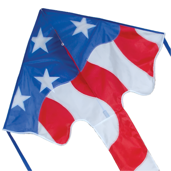 Large Easy Flyer Kite - Patriotic with bold design, perfect for stable flying in winds from 5 to 18 mph.