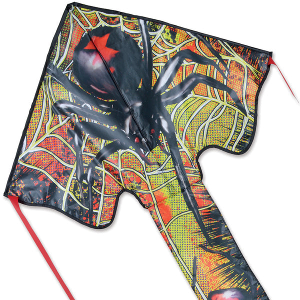 Large Easy Flyer Kite - Spider with spooky design, perfect for stable flying in winds from 5 to 18 mph.