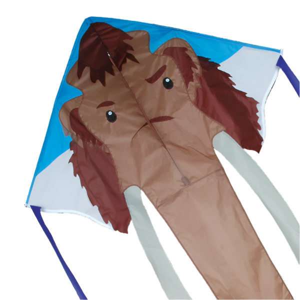 Large Easy Flyer Kite - Woolly Mammoth with fun design, perfect for stable flying in winds from 5 to 18 mph.
