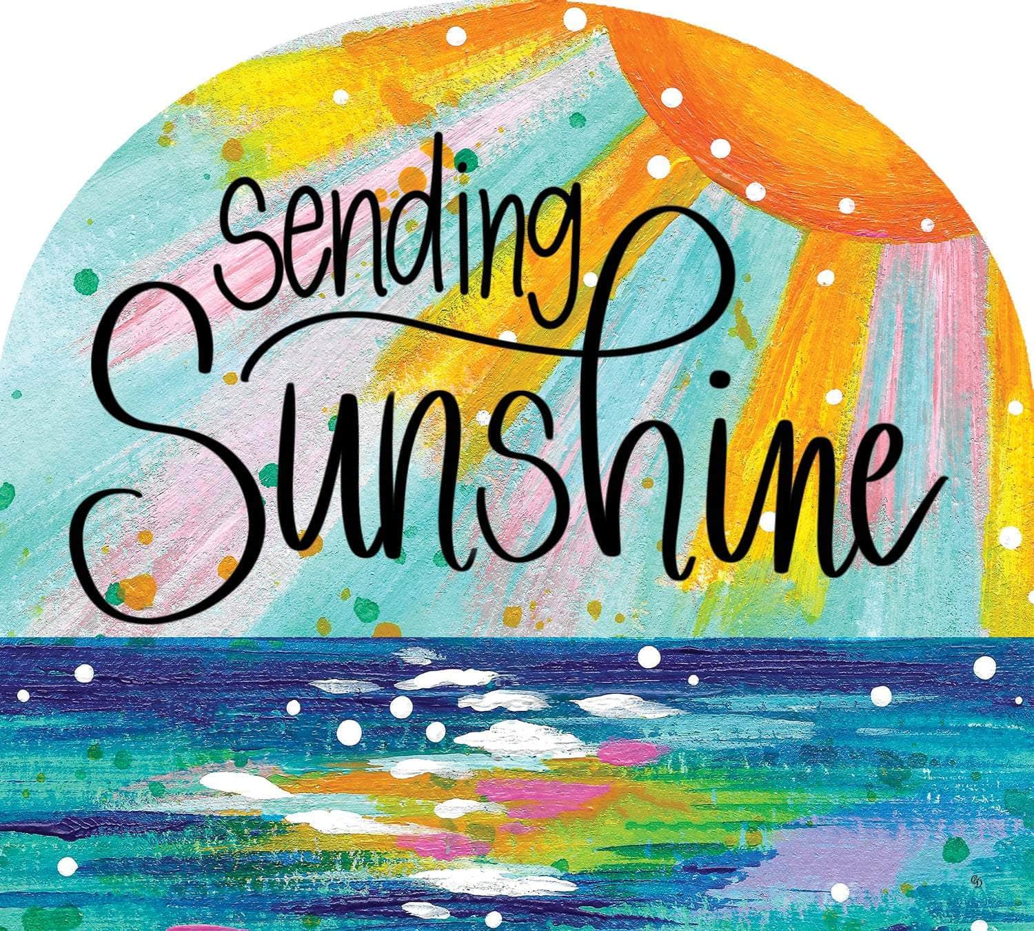 Sending Sunshine-Arbor Mate panel featuring a vibrant sun over a colorful garden, crafted from durable PVC to bring brightness and positivity to your outdoor decor.