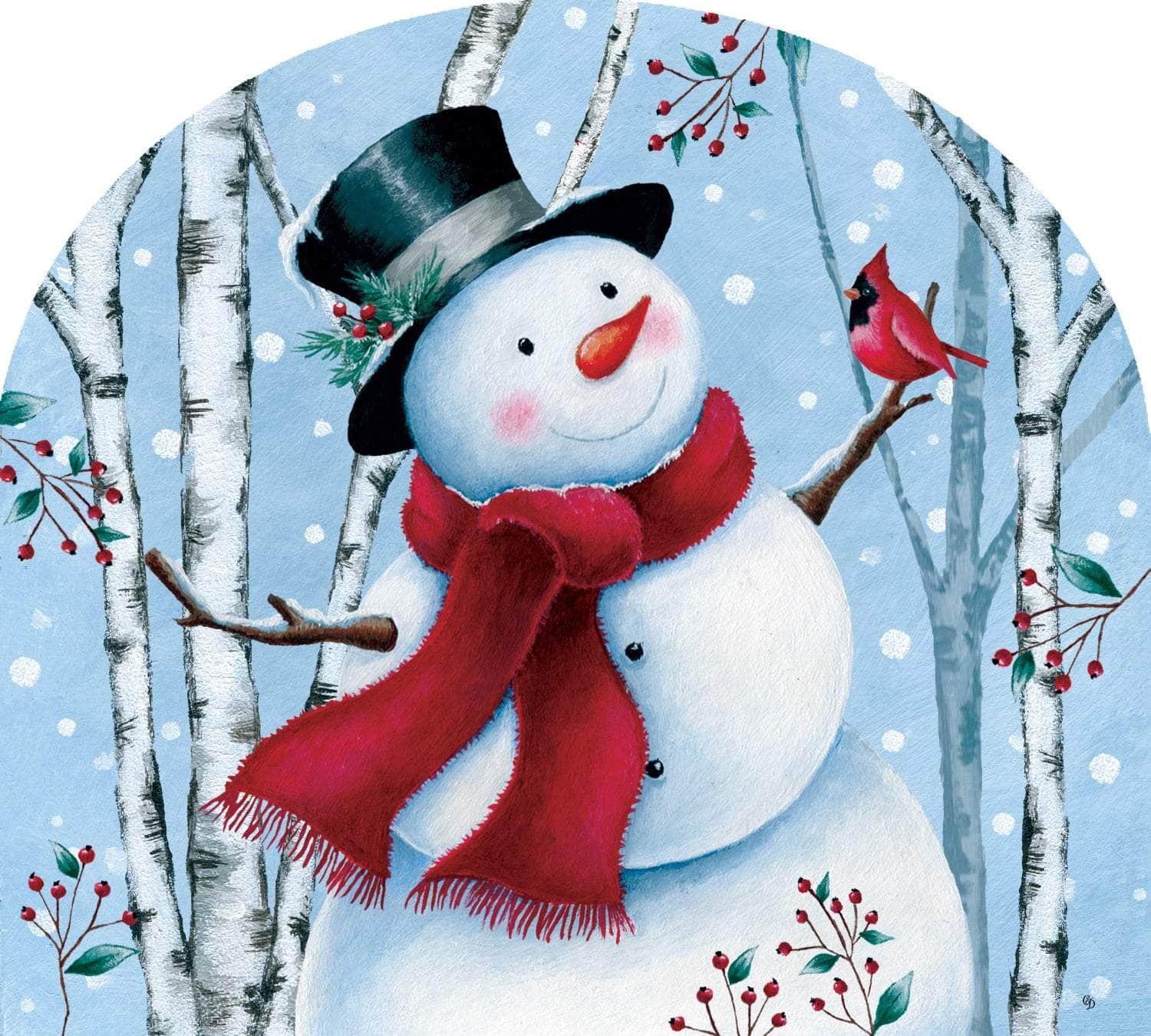 Top Hat Snowman-Arbor Mate panel featuring a snowman with a top hat, crafted from durable PVC to bring holiday cheer and charm to your outdoor decor.