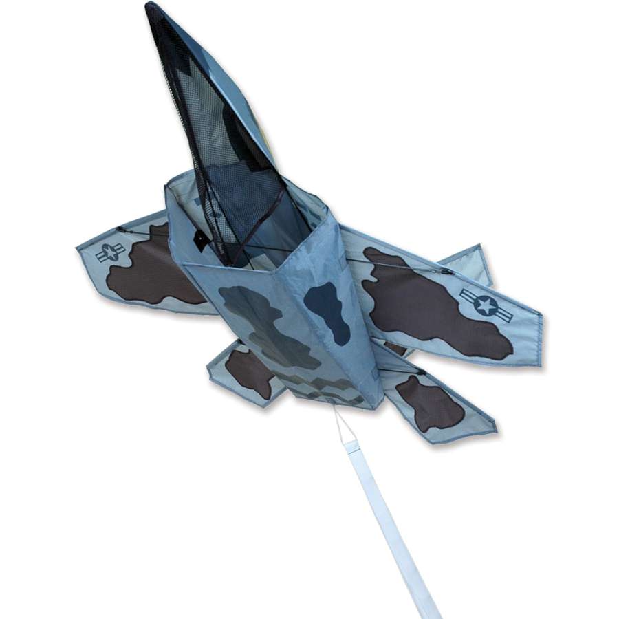 3D Stealth Attack jet kite with ripstop polyester, fiberglass frame, realistic graphics, and 300 ft. line included for fast, stable flying fun.