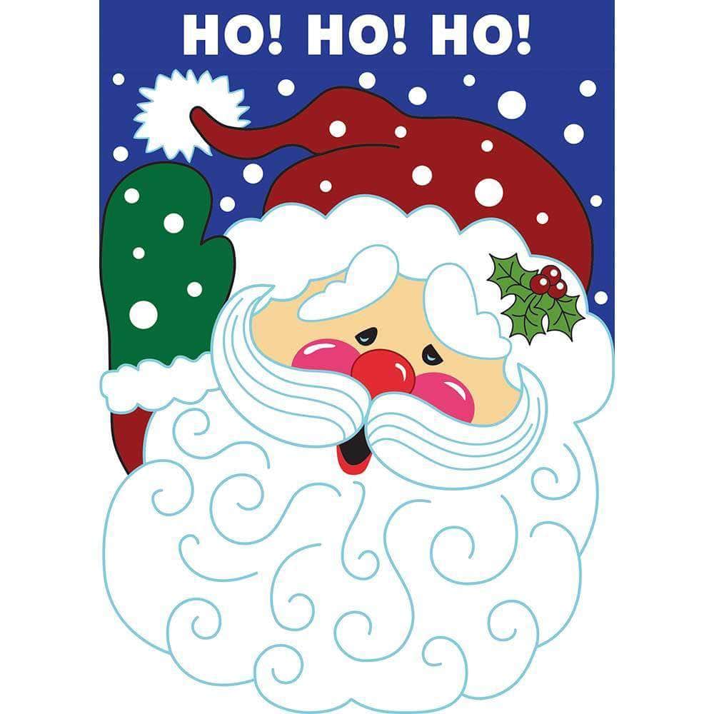 Ho Ho Ho Santa Garden Flag with double-thickness design, intricate applique stitching, and durable nylon construction for merry outdoor décor.