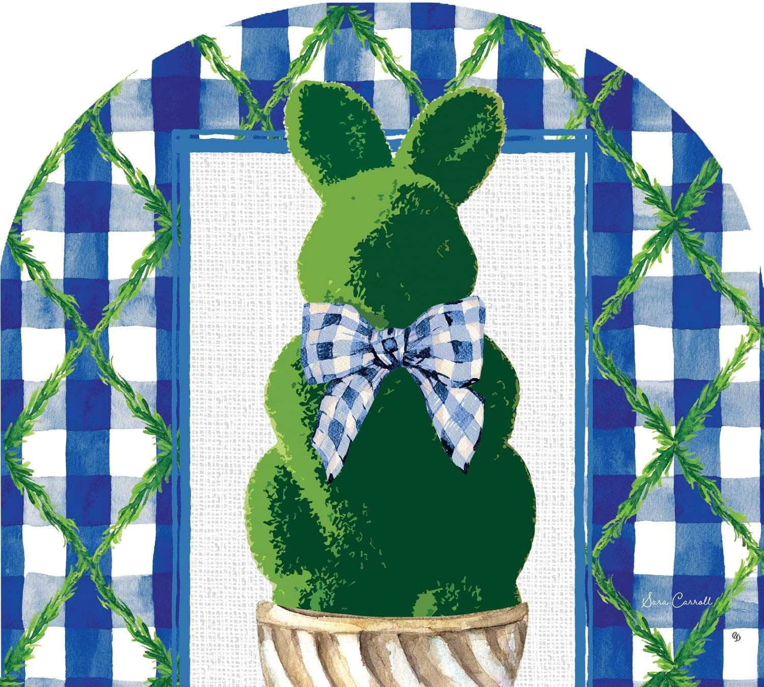 Bunny Topiary Arbor Mate 9.25" x 7.5" PVC panel, durable and weatherproof, perfectly fits the Arbor Mate Holder for whimsical outdoor décor.
