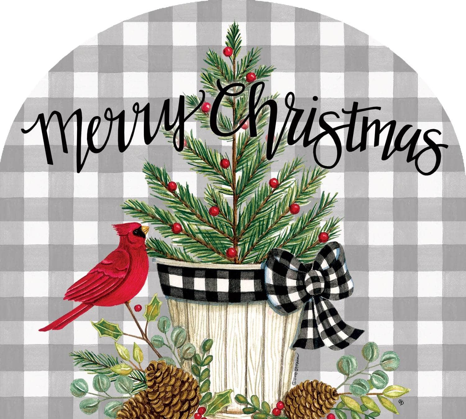 Cardinal Christmas Tree Arbor Mate 9.25" x 7.5" PVC panel, durable and weatherproof, perfectly fits the Arbor Mate Holder for festive outdoor décor.