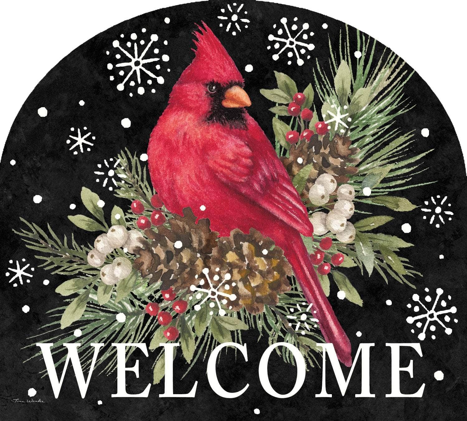 Cardinal Pine Cones Arbor Mate panel featuring cardinals and pine cones, crafted from durable PVC to bring a nature-inspired, winter charm to your garden or outdoor space.