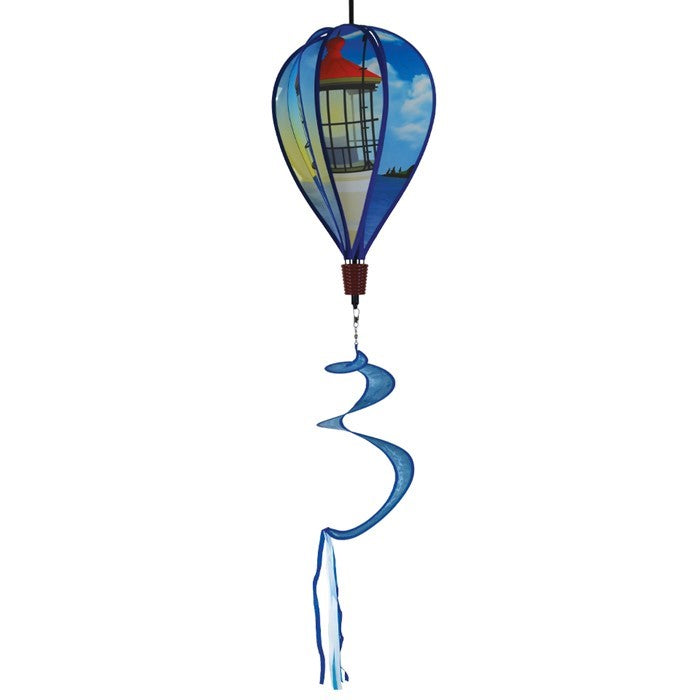 Coastal Lighthouse 6-Panel Hot Air Balloon displayed on a white background, showcasing its nautical-themed design.