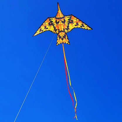 90 inch Thunderbird kite with fiery phoenix colors, smooth delta flight, vibrant design, and included line for easy and exciting outdoor fun.