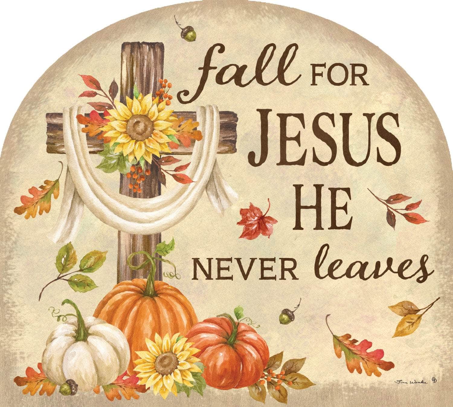 Fall for Jesus Arbor Mate panel featuring the message "Fall for Jesus" with autumn leaves, crafted from durable PVC to bring a spiritual touch to your garden or outdoor space.