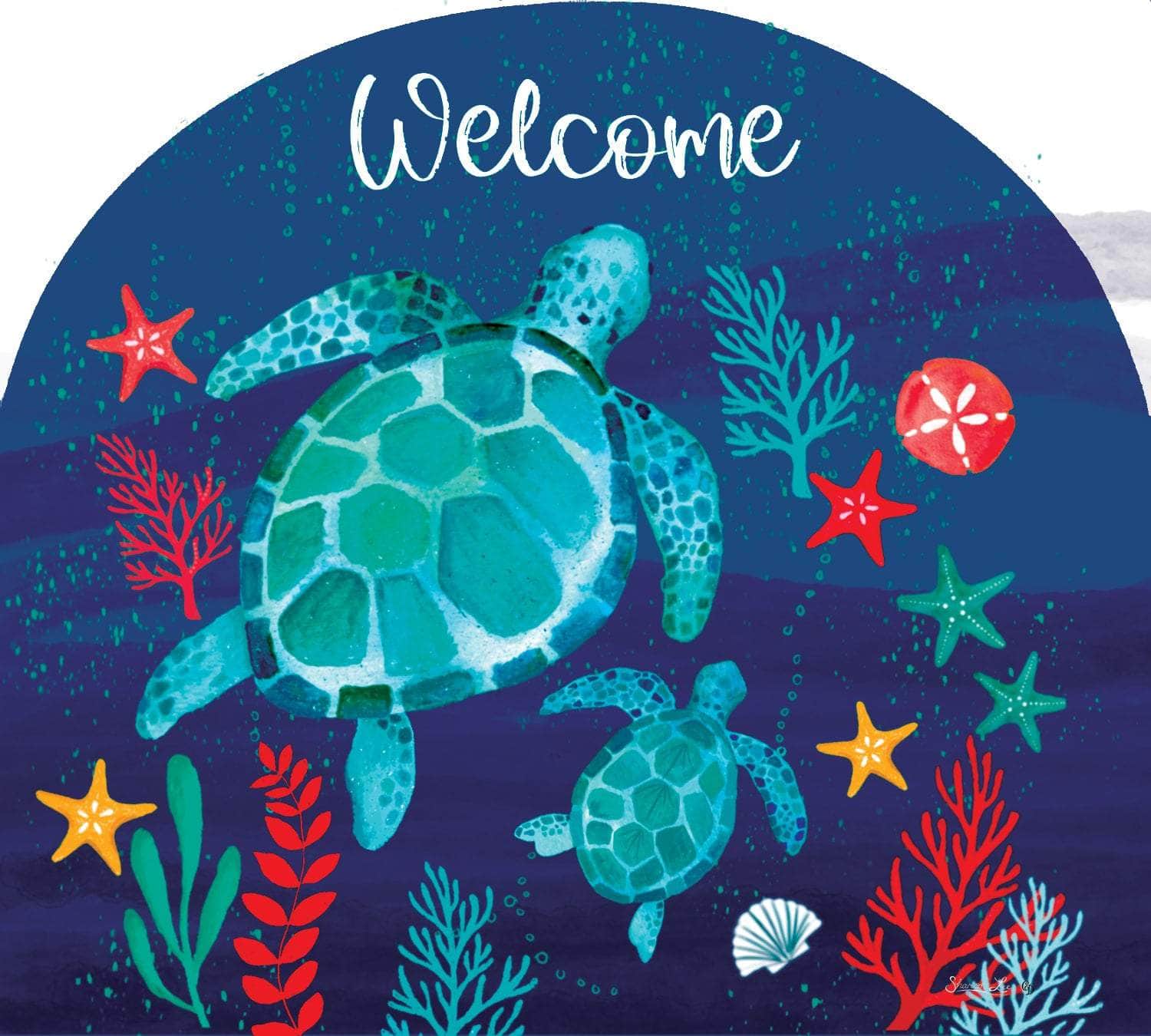 Floating Turtles Arbor Mate panel featuring gracefully gliding turtles surrounded by waves, crafted from durable PVC to bring nature-inspired charm to your garden or outdoor space.