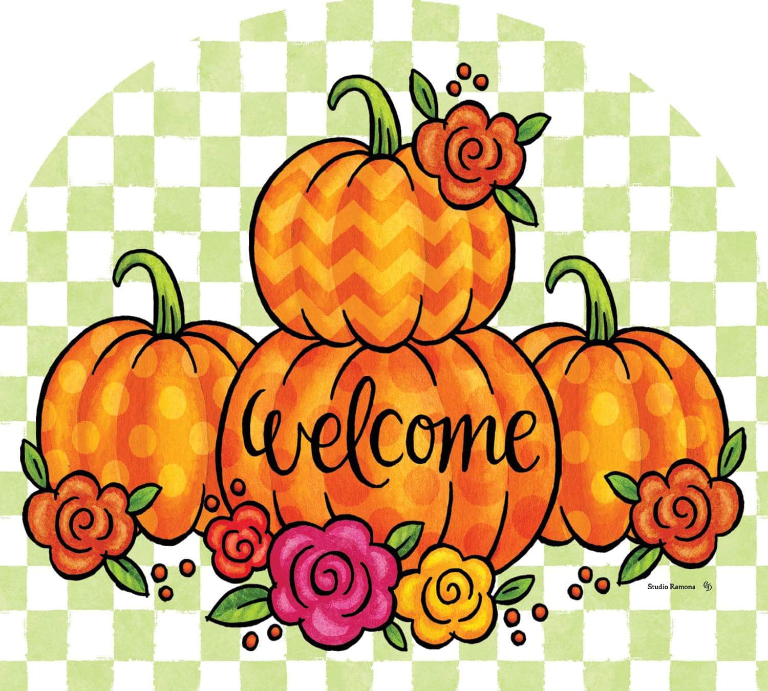 Floral Pumpkins Arbor Mate panel featuring pumpkins with floral accents, crafted from durable PVC to bring festive charm and beauty to your garden or outdoor space.
