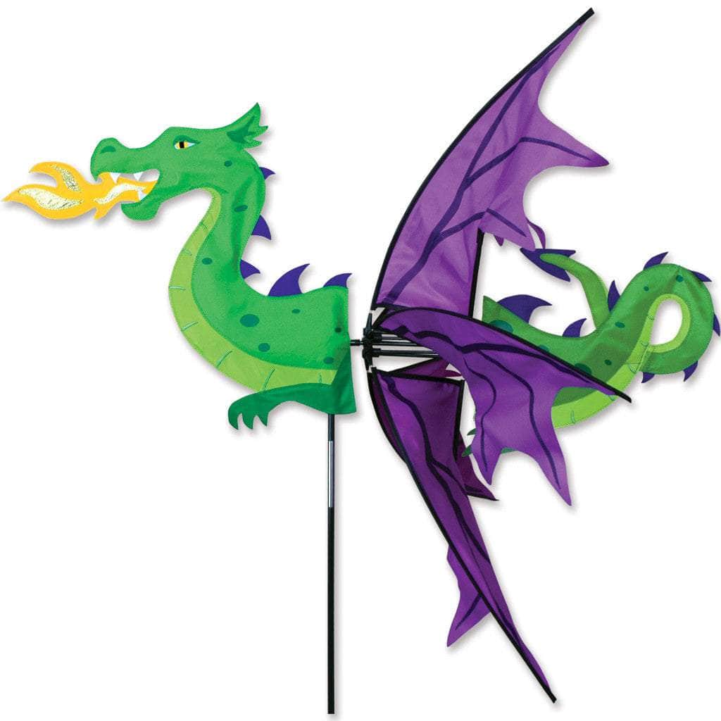 Flying dragon spinner with layered wings and 32-inch rotating motion, perfect for fantasy-themed, eye-catching outdoor decoration.