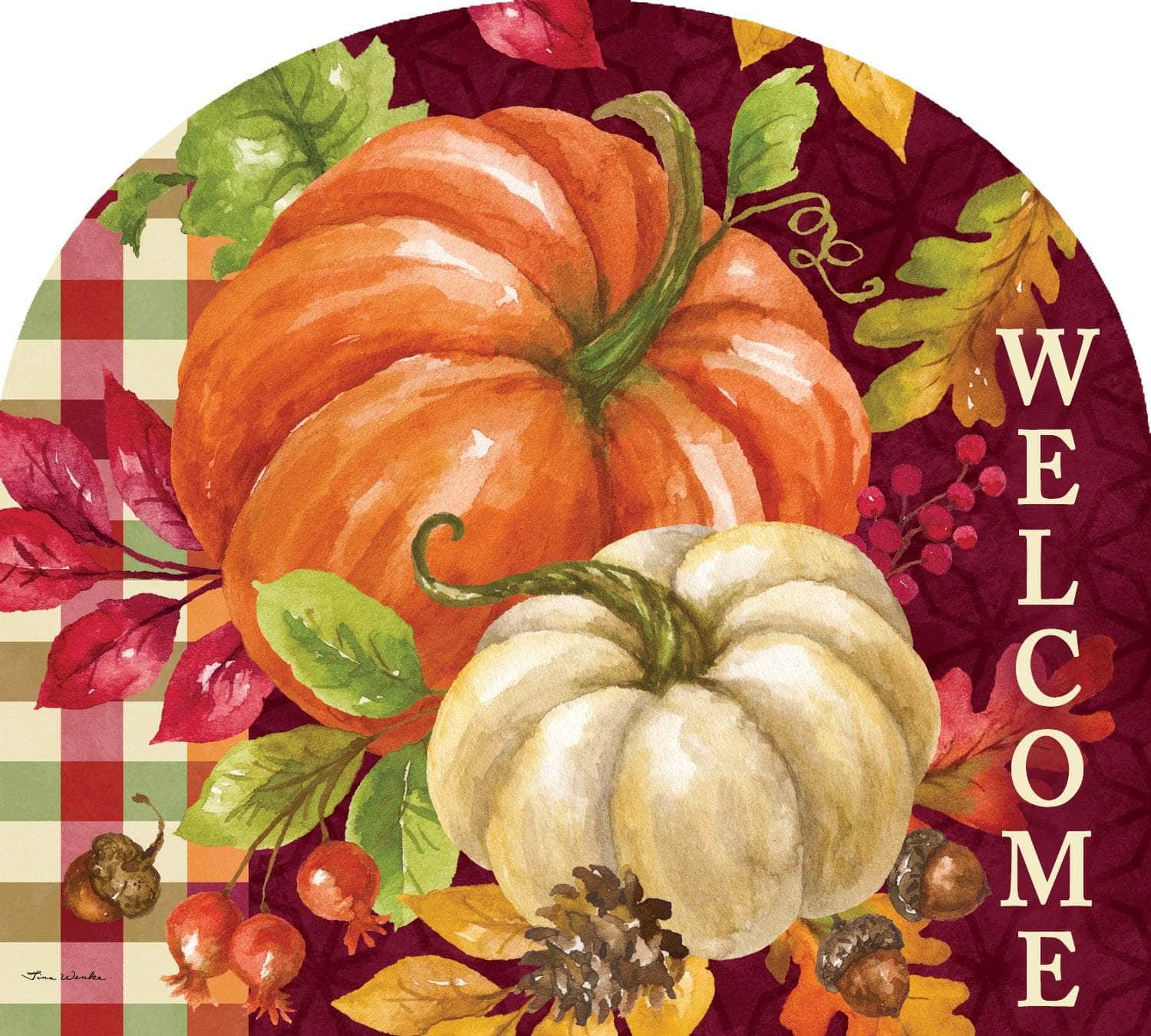 Gather Pumpkins Arbor Mate panel featuring pumpkins and fall leaves, crafted from durable PVC to bring a cozy and festive touch to your garden or outdoor space.