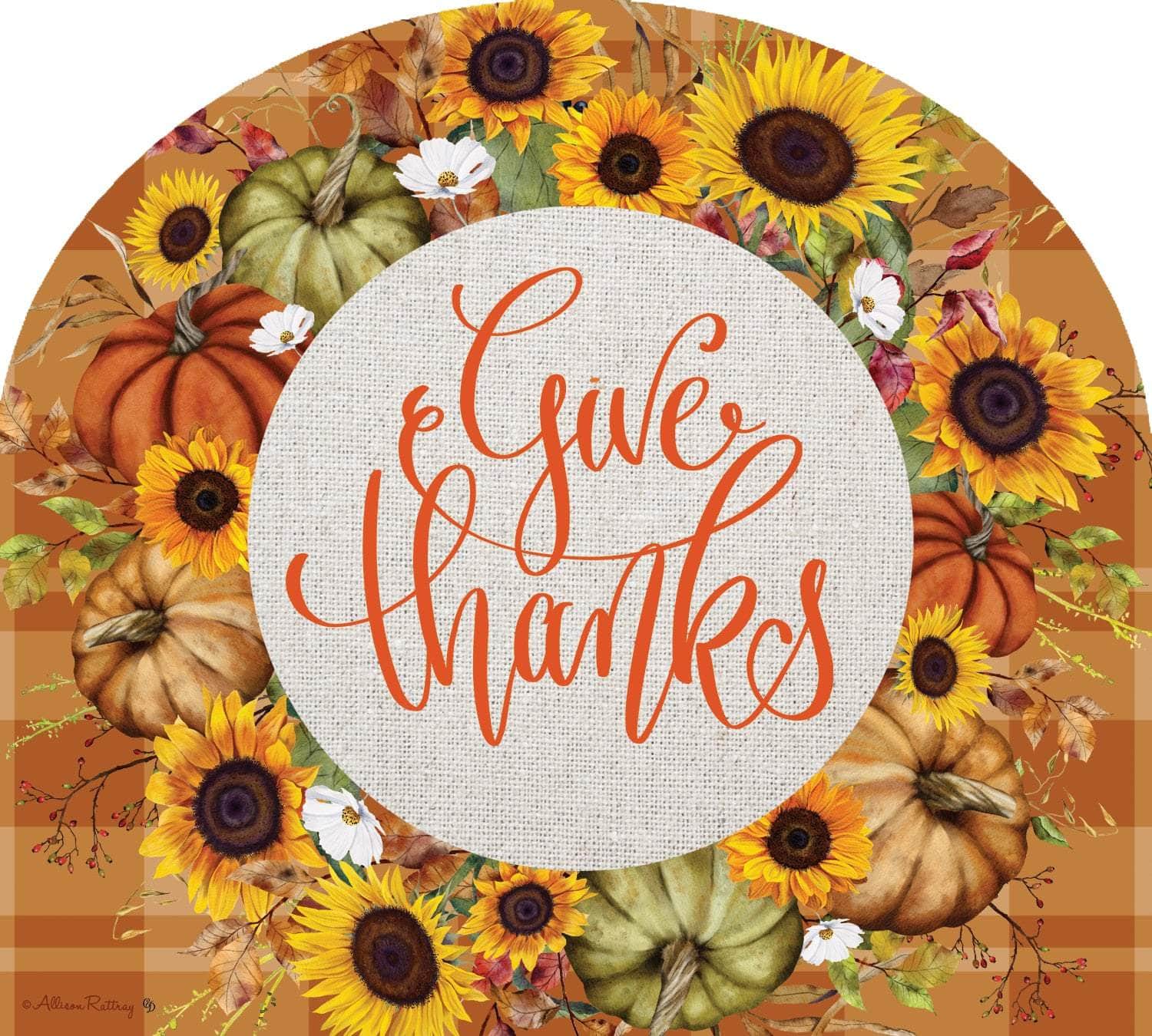 Give Thanks Wreath Arbor Mate panel featuring a heartfelt message surrounded by autumn leaves, crafted from durable PVC to bring warmth and beauty to your garden or outdoor space.