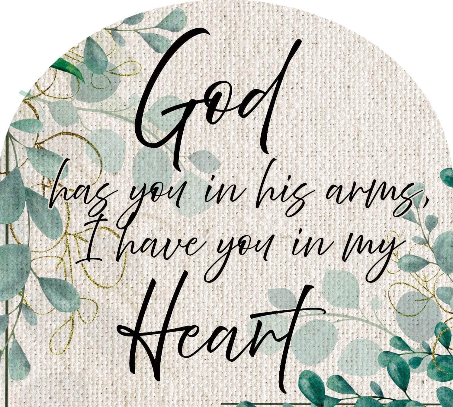 God Has You Arbor Mate panel featuring a peaceful message surrounded by rays of light, crafted from durable PVC to bring a comforting touch to your garden or outdoor space.