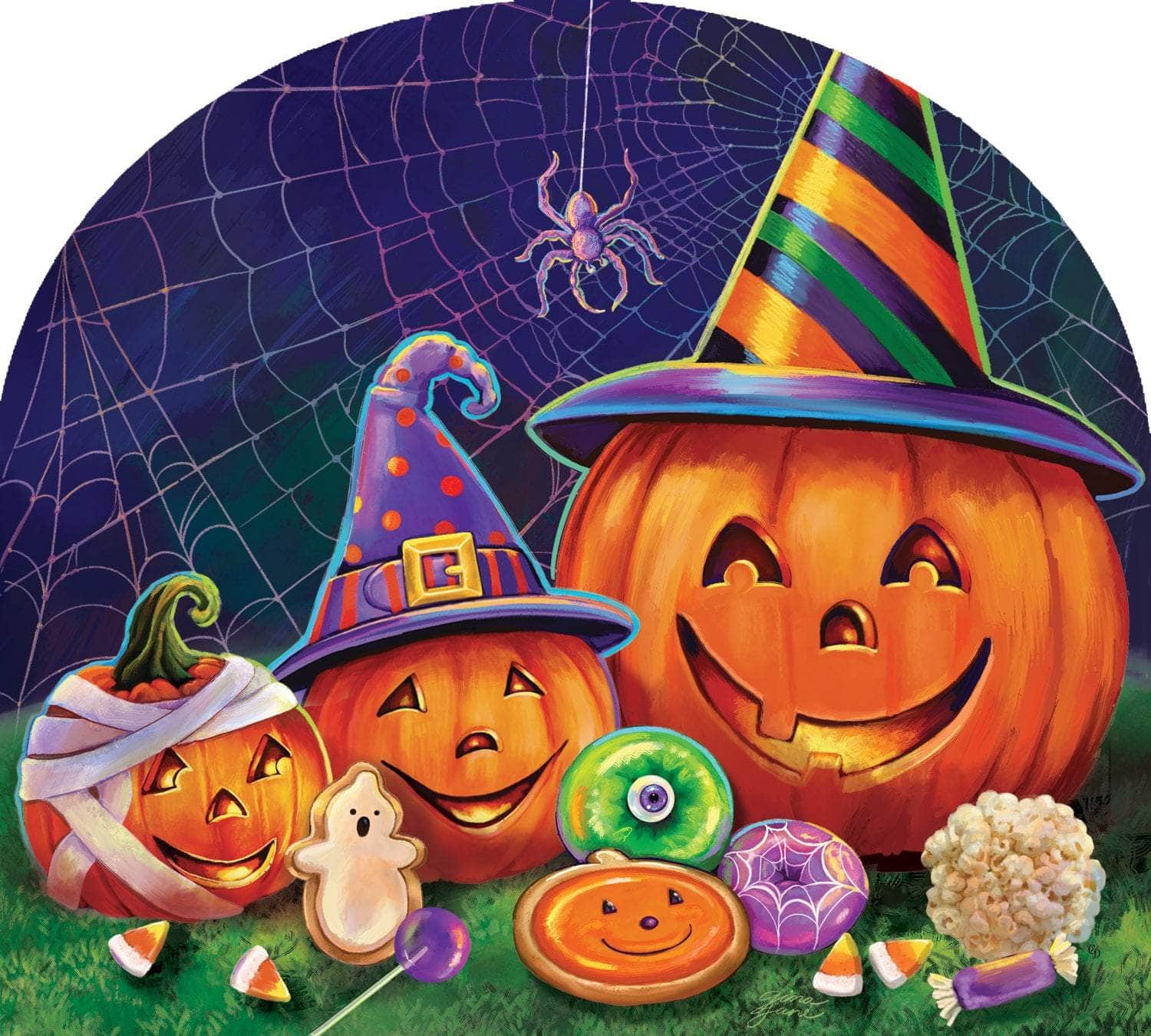 Happy Pumpkins Arbor Mate panel featuring smiling pumpkins and autumn leaves, crafted from durable PVC to bring a fun and seasonal charm to your garden or outdoor space.