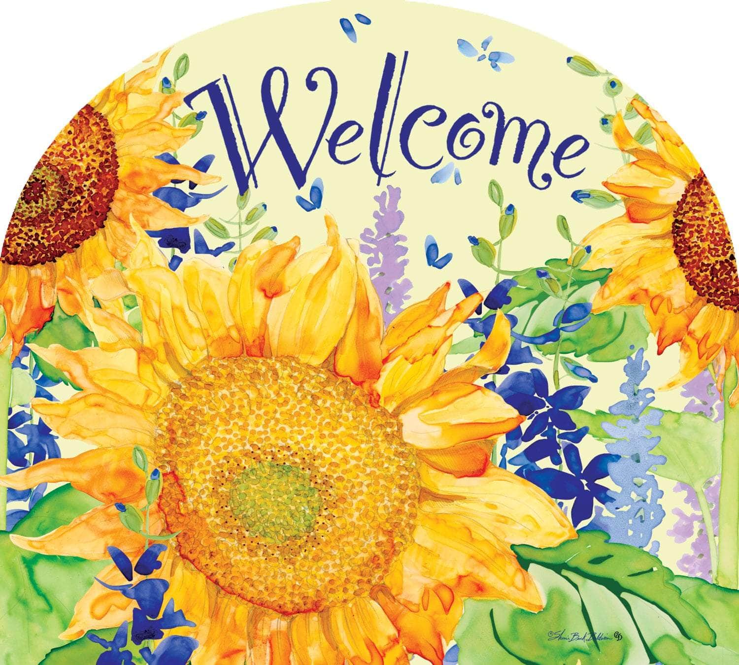 Happy Sunflowers Arbor Mate panel featuring vibrant sunflowers and green leaves, crafted from durable PVC to bring cheerful beauty to your garden or outdoor space.